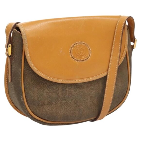 GUCCI Shoulder Bag Canvas Leather Beige - Picture 1 of 14